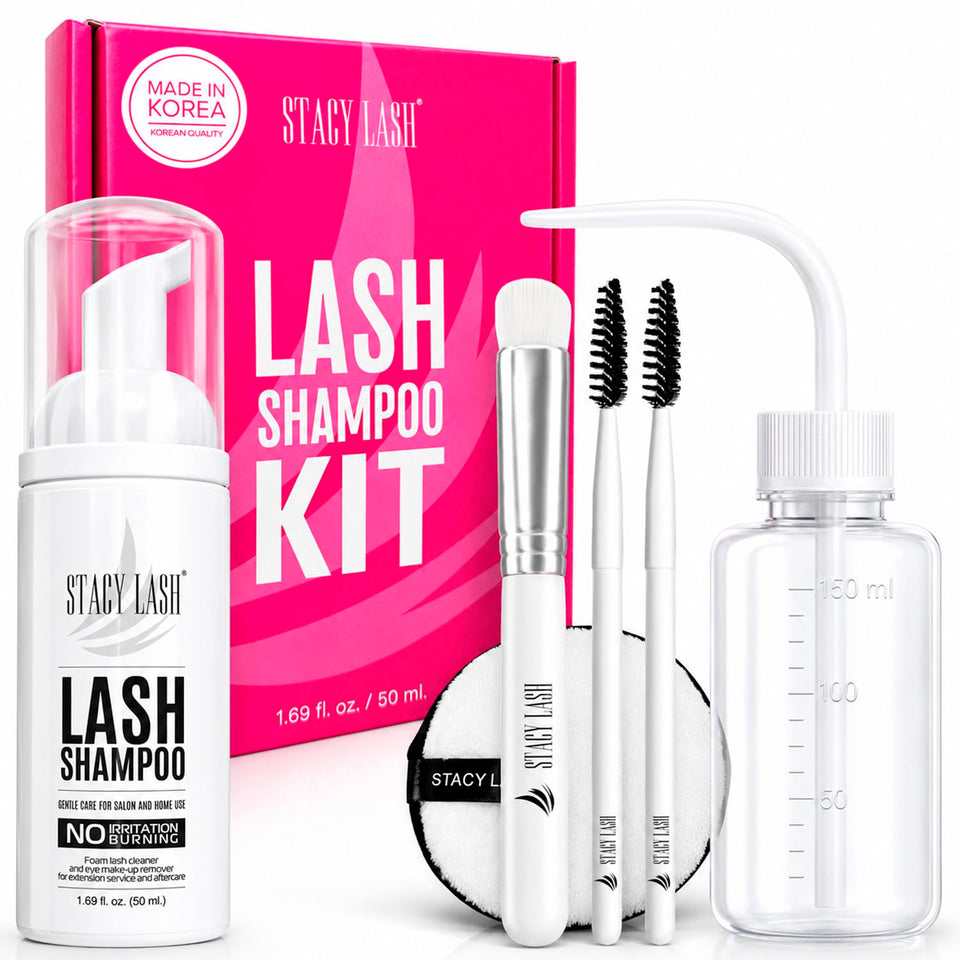 STACY LASH front packaging showing kit and benefits for cleaner lashes