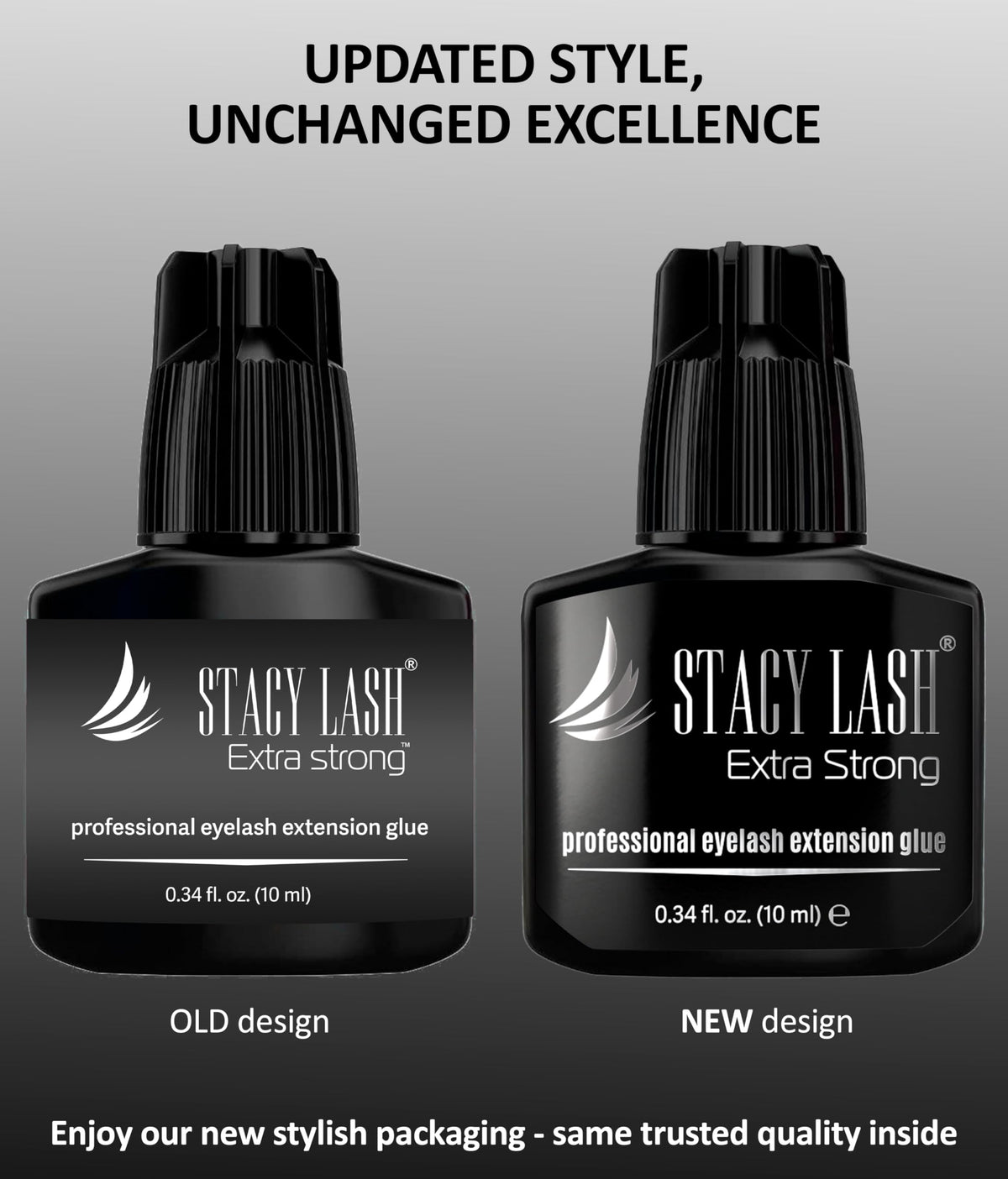 STACY LASH closeup glue drop demonstrating fast-setting bond advantage
