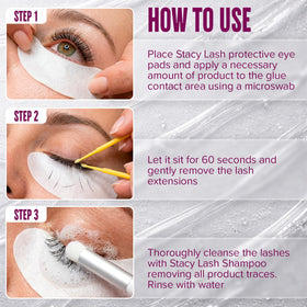STACY LASH label close-up highlighting instructions and salon-focused ingredient clarity