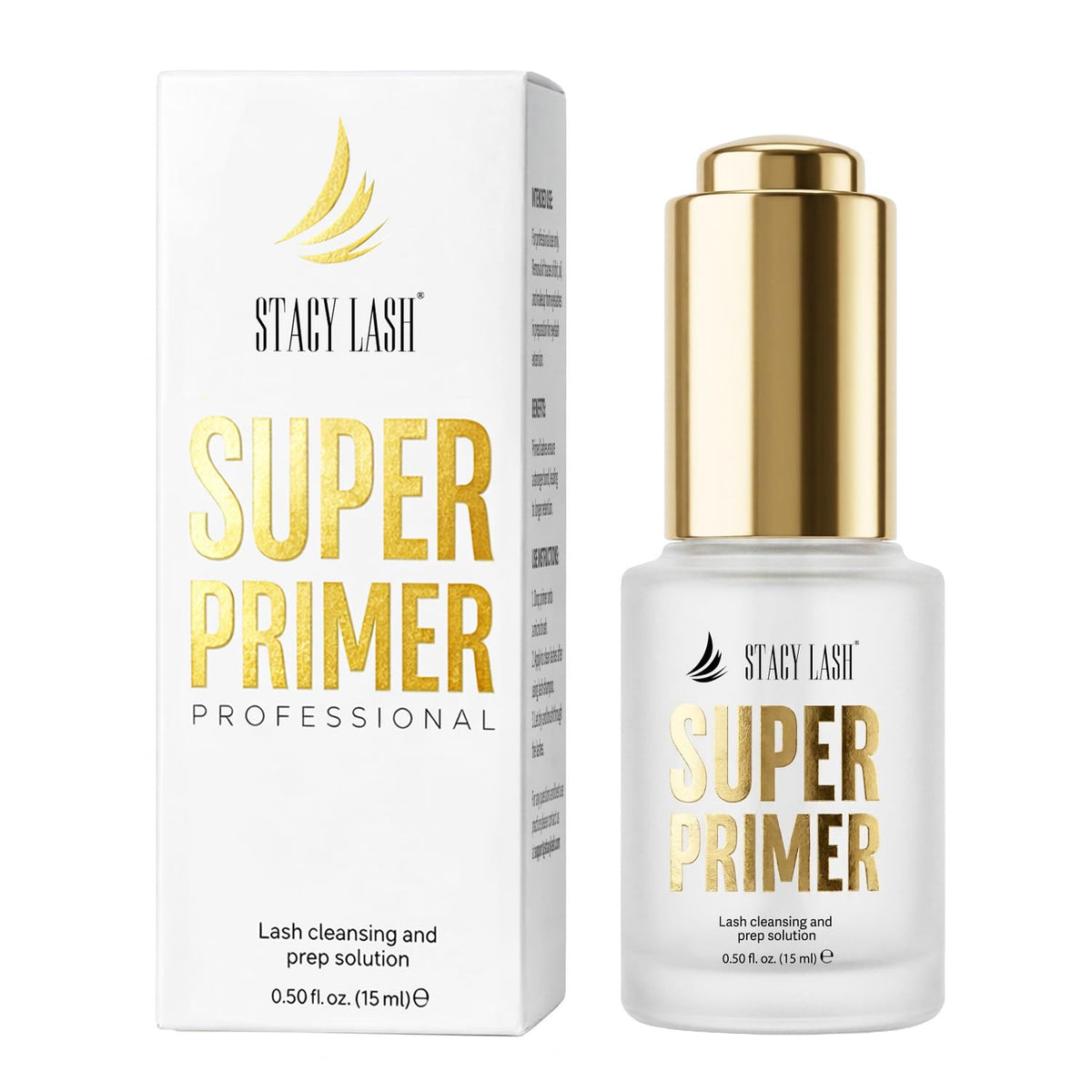 STACY LASH front bottle shot showing label and benefit for cleaner lashes