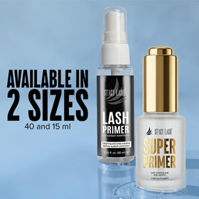 STACY LASH bottle on a tech station in use indicating salon-ready prep workflow