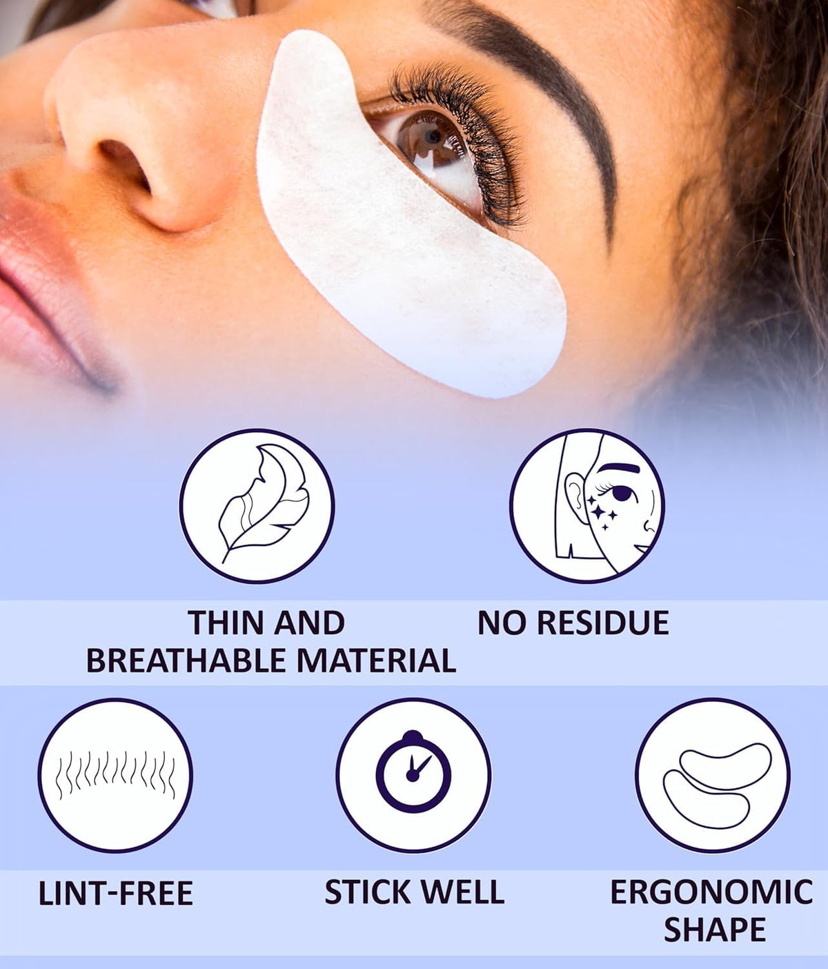 STACY LASH hydrogel texture detail highlighting breathable thin layer