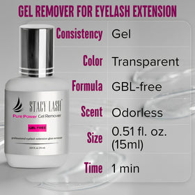 STACY LASH clear gel pouring a small bead to show transparent, odorless formula benefit