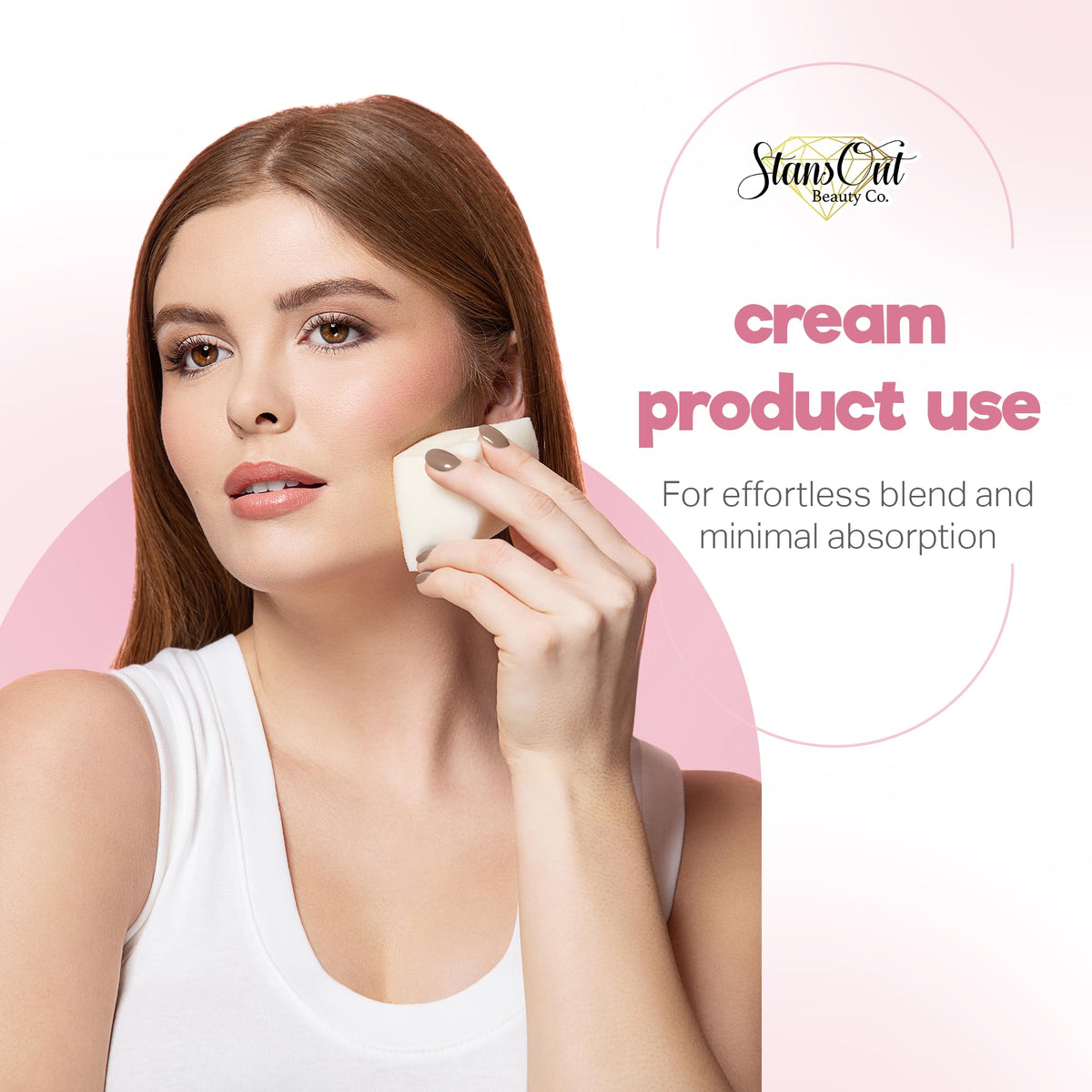 StansOut sponge buffing powder to set makeup and reduce cakey buildup