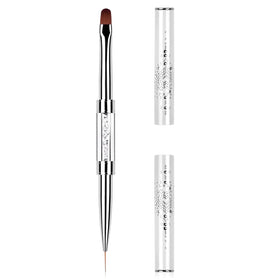starfa lab front view of dual-ended brush showing both heads and packaging benefit ease