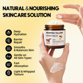 Starwise ingredients display with tallow honey jojoba and shea butter benefits