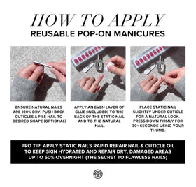 Static Nails being brushed onto press-on nail to illustrate easy, even application