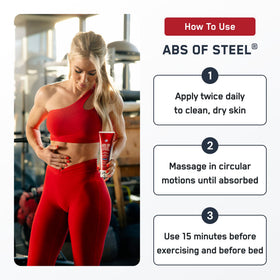 SteelFit applied on abdomen during workout prep, shows targeted sculpting use benefit