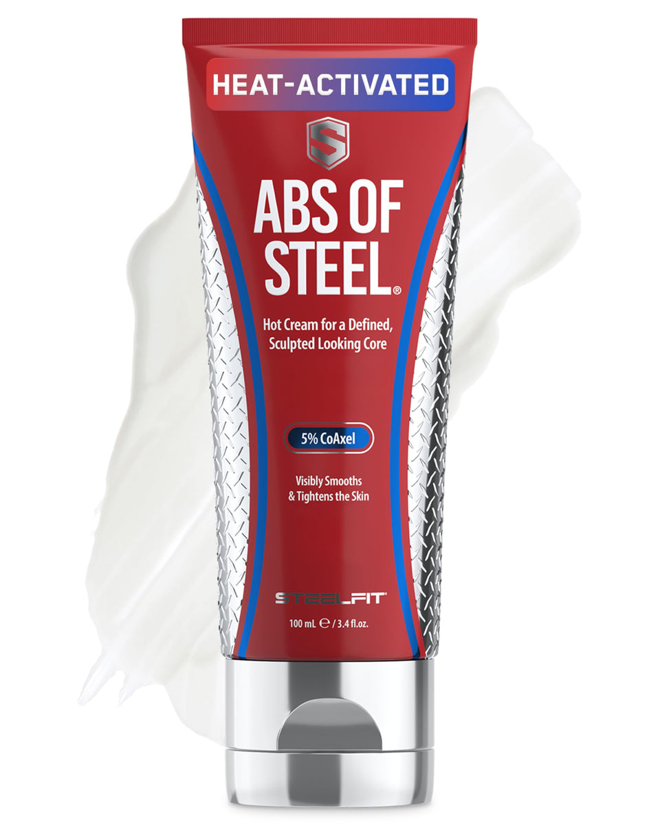 SteelFit front packaging tube showing product branding and size benefit