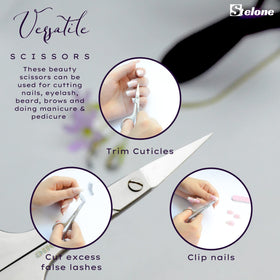 Stelone scissors trimming cuticle to show clean results and safe grooming benefit