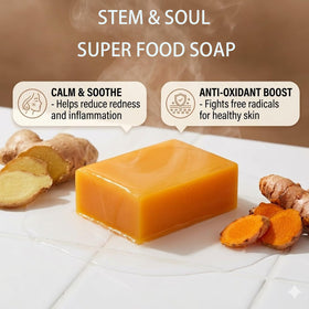 Stem and Soul turmeric and sulfur ingredients display supporting spot clarity