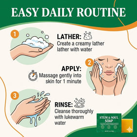 Stem and Soul soap on shower ledge illustrating full-body cleansing routine