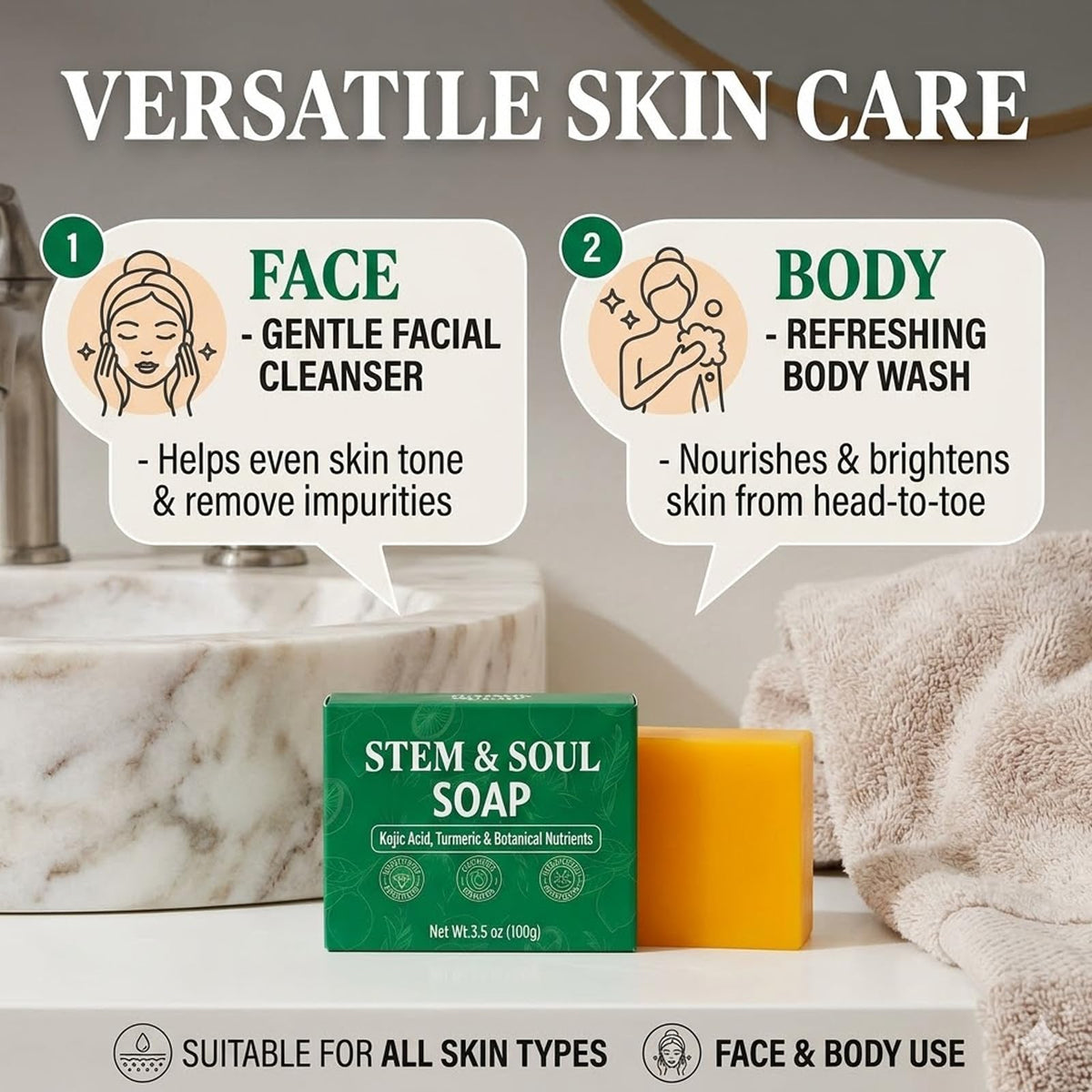 Stem and Soul applied to face during cleansing for balanced oil control