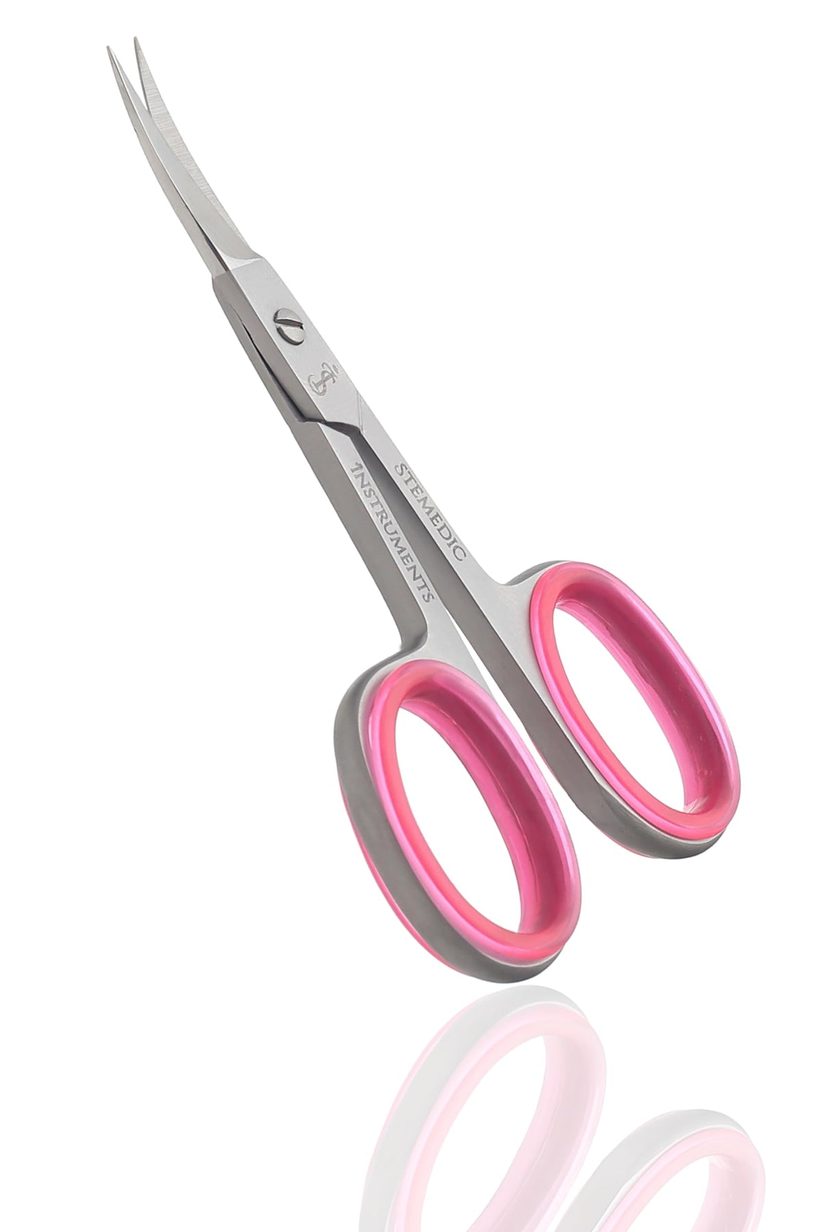 Stemedic Instruments shaping an eyebrow with fine curved scissors for accurate control