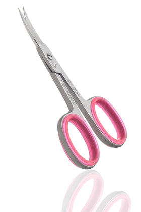 Stemedic Instruments shaping an eyebrow with fine curved scissors for accurate control