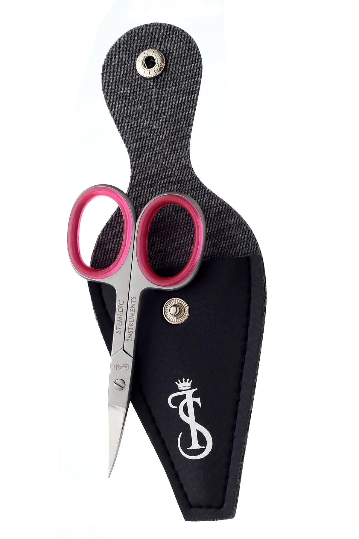 Stemedic Instruments trimming a cuticle with curved scissors for neat nails