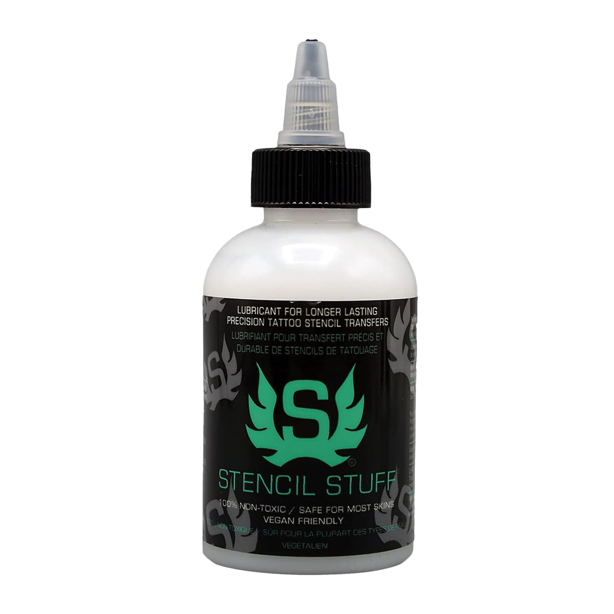 Stencil Stuff front packaging 4oz bottle showing professional benefits