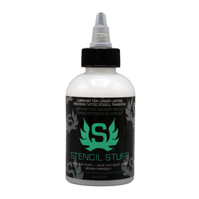 Stencil Stuff front packaging 4oz bottle showing professional benefits