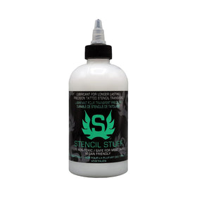 Stencil Stuff front packaging showing 8oz bottle and branding for clear transfers