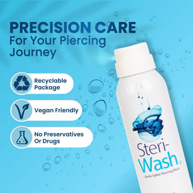 STERI - WASH droplet of saline solution showing clarity and gentle texture