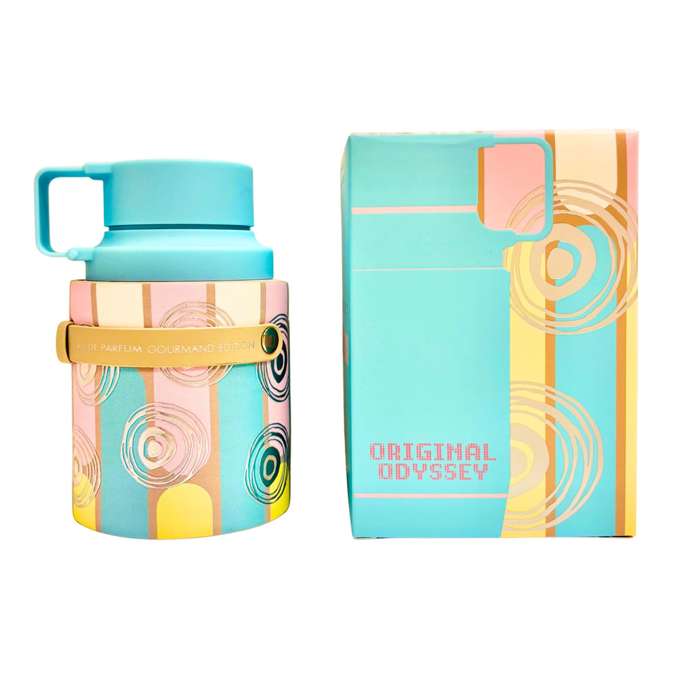 Sterling Parfums Odyssey front bottle showing elegant shape and sweet appeal