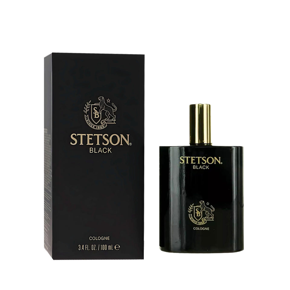 Stetson black front packaging showing bottle and logo for confident style