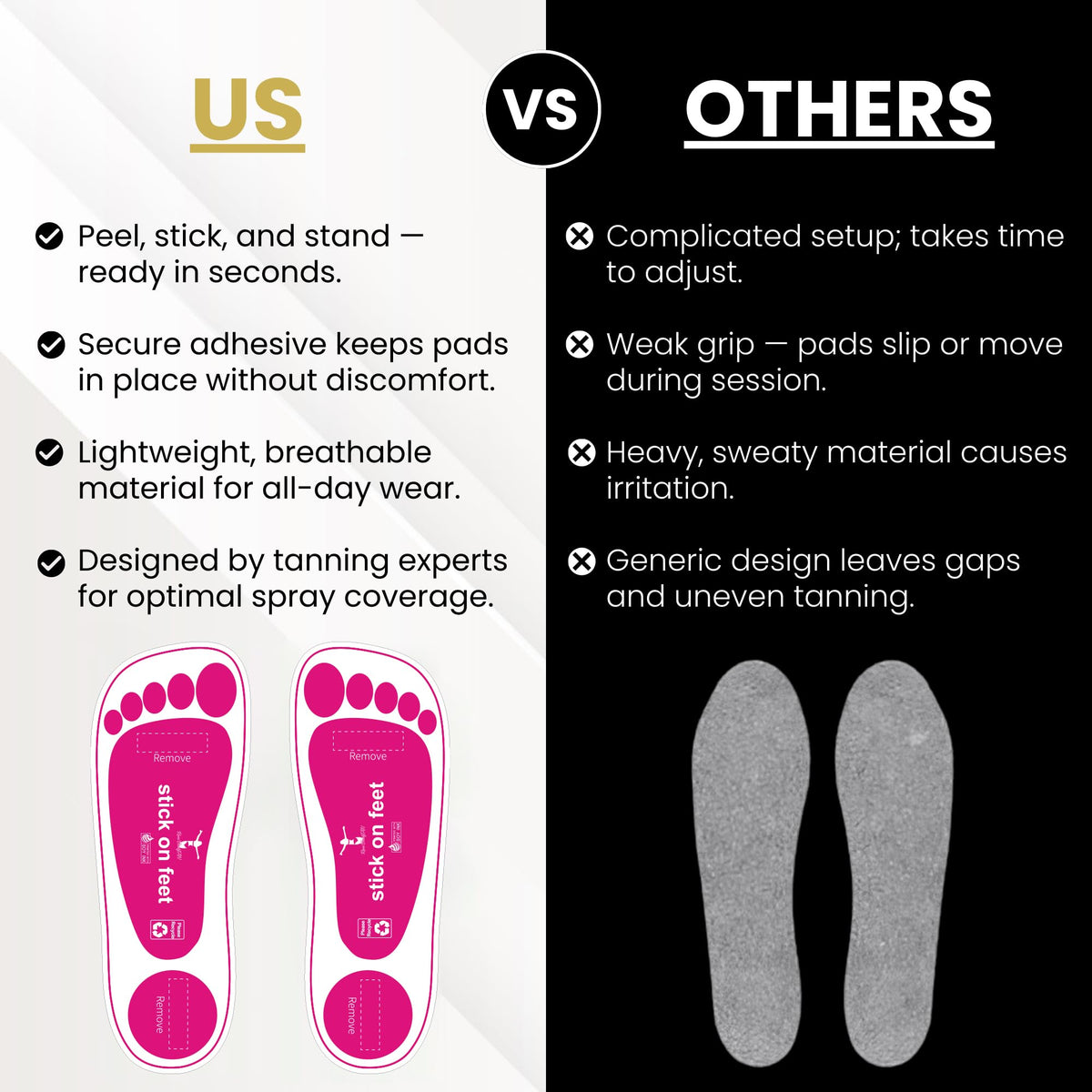 STICKONFEET disposable pair in hand illustrating easy single-use convenience