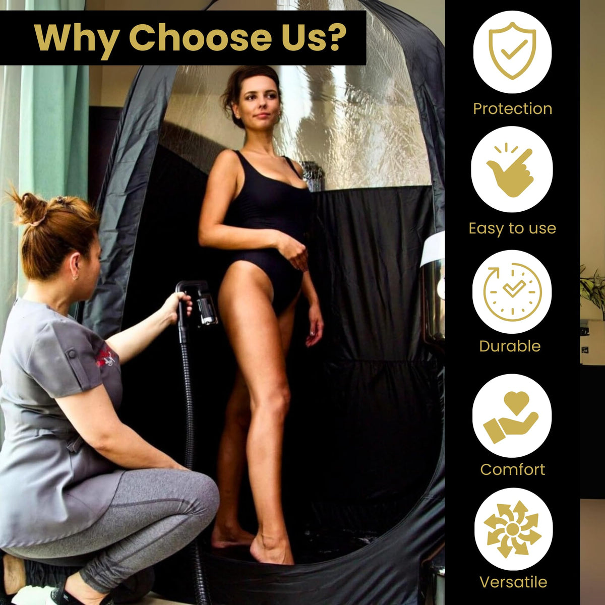 STICKONFEET mobile tanning setup showing portability and salon-ready practicality