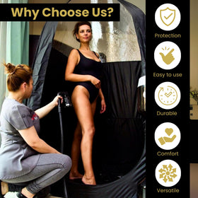 STICKONFEET mobile tanning setup showing portability and salon-ready practicality