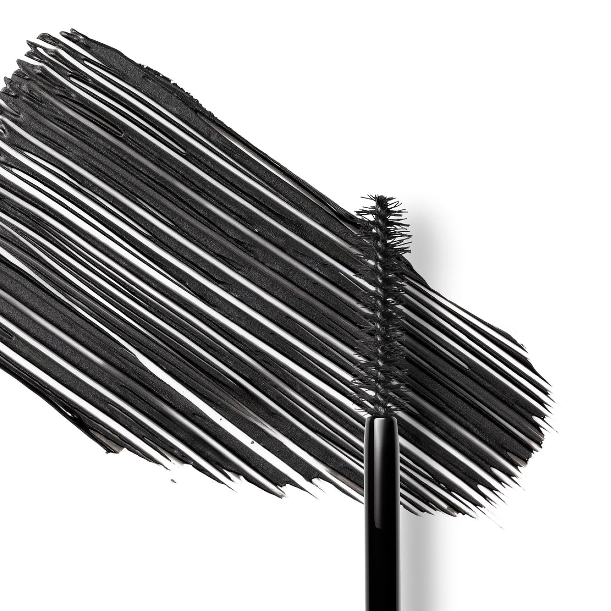 stila HUGE mascara black swatch stroke showing intense triple-black pigment payoff