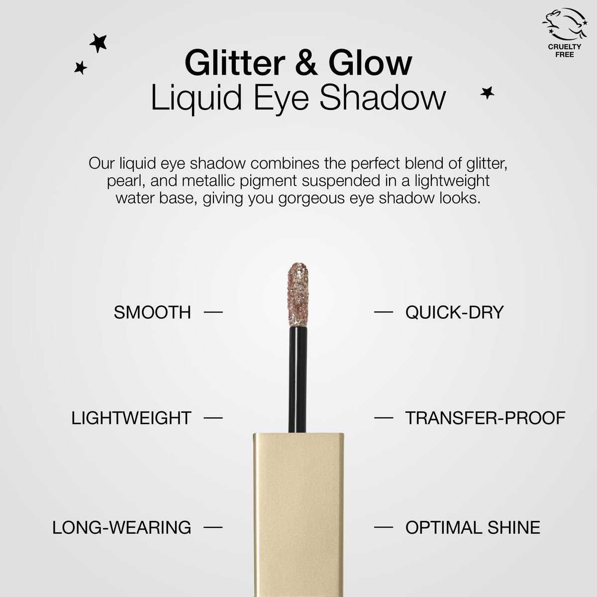 stila close-up texture of liquid shadow highlighting fine pearl and glitter particles