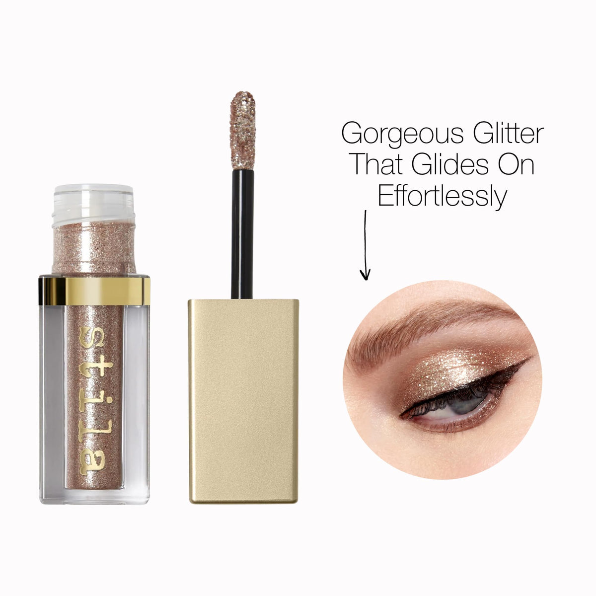 stila swatch on skin showing Kitten Karma metallic sheen and blendable, reflective finish