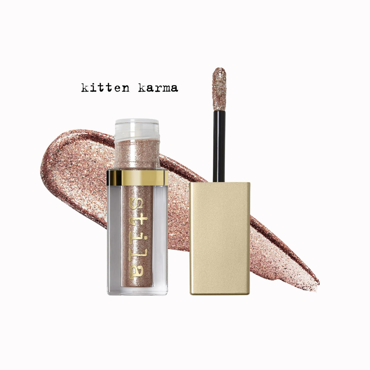 stila wand and applicator displaying precise tip for easy, controlled glitter placement