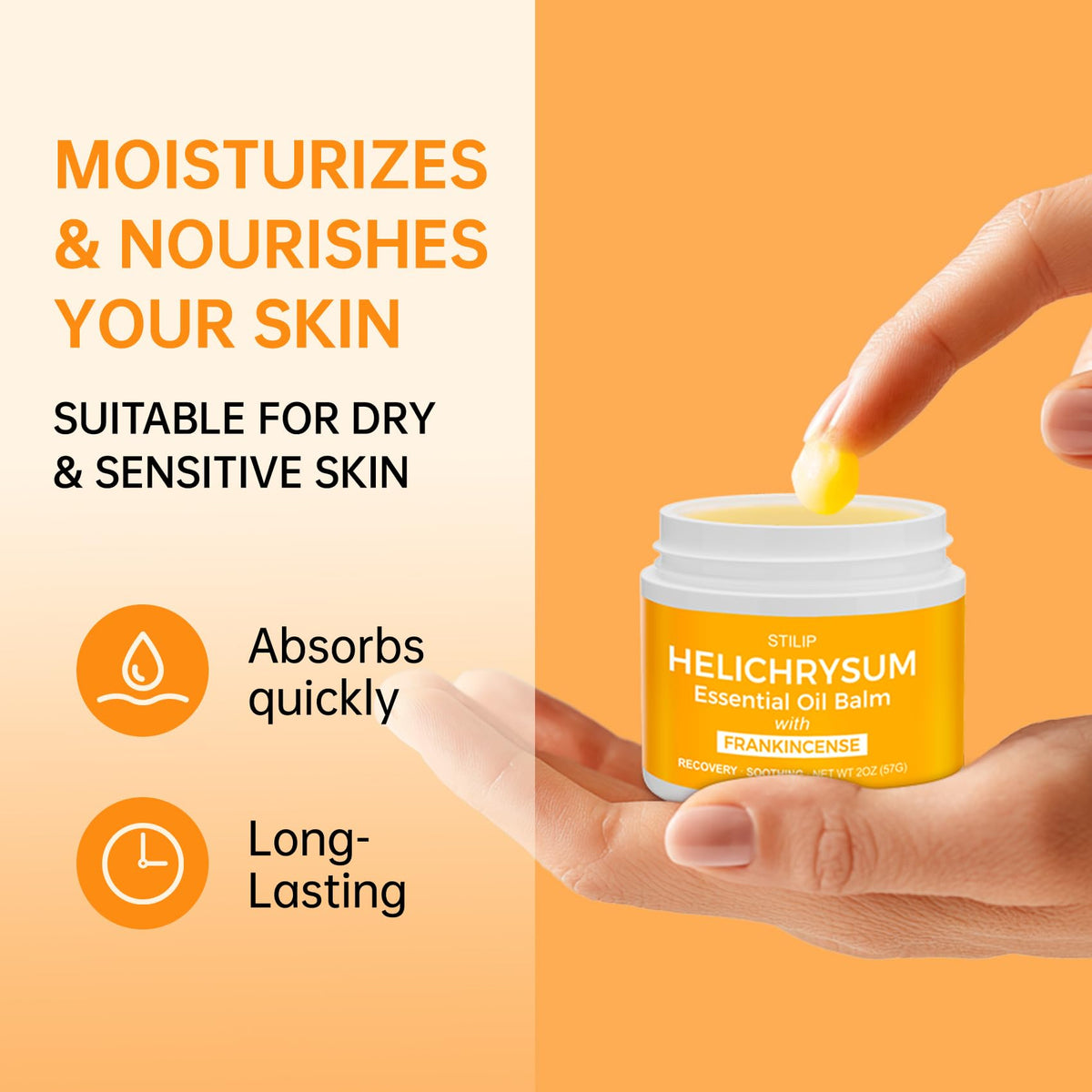 STILIP with Helichrysum flowers highlighting botanical calming benefit