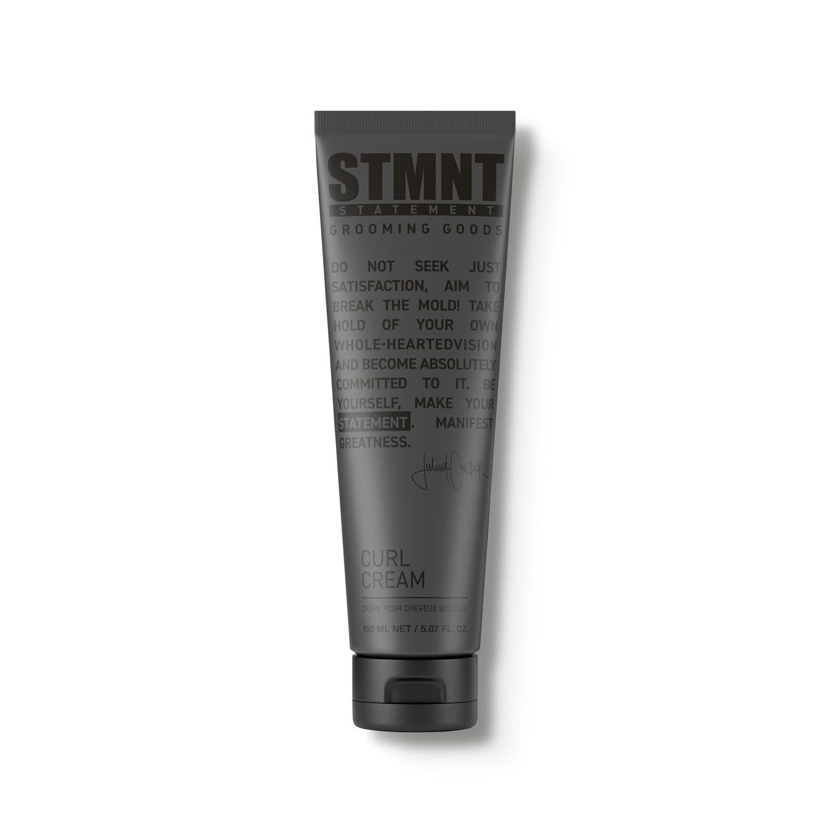 STMNT curl cream front tube showing label and product identity, boosts curl definition