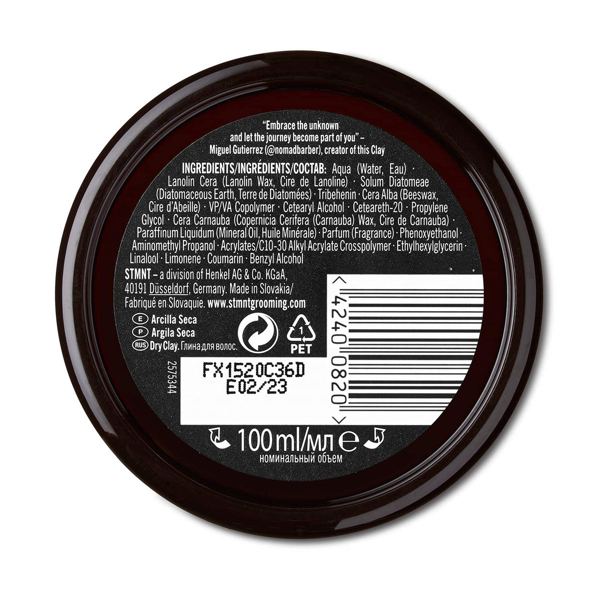 STMNT dry clay on bathroom shelf in lifestyle setting showing daily grooming routine benefit