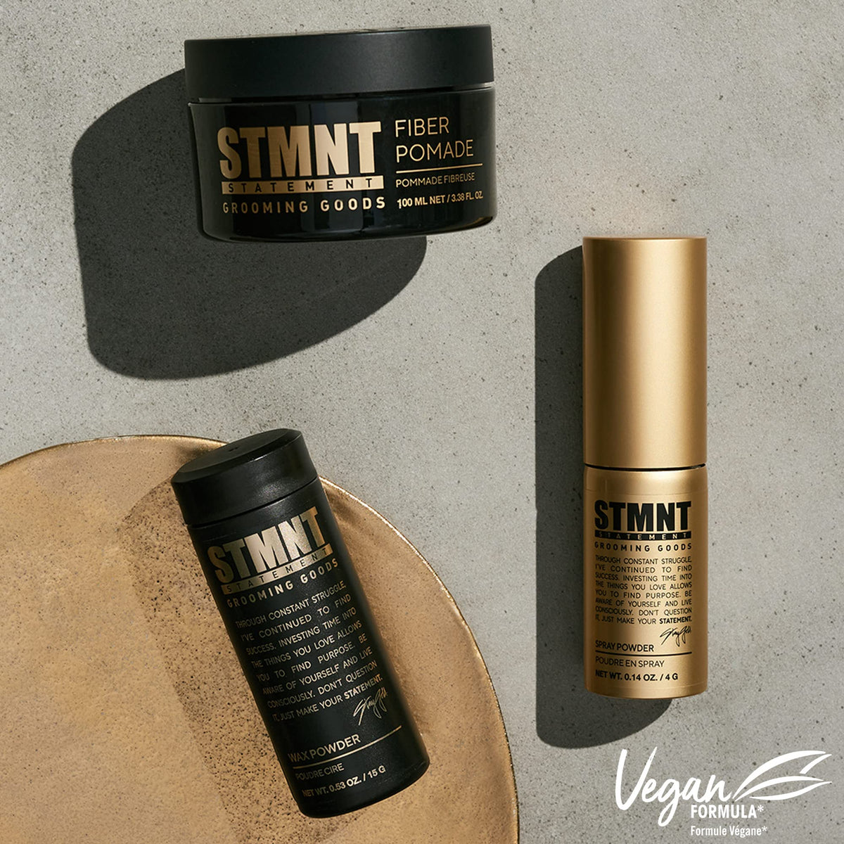 STMNT pomade size comparison next to ruler showing compact travel benefit