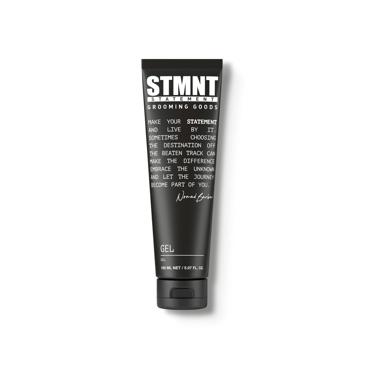 STMNT front packaging showing 5.07 oz gel and product name, clear brand presentation