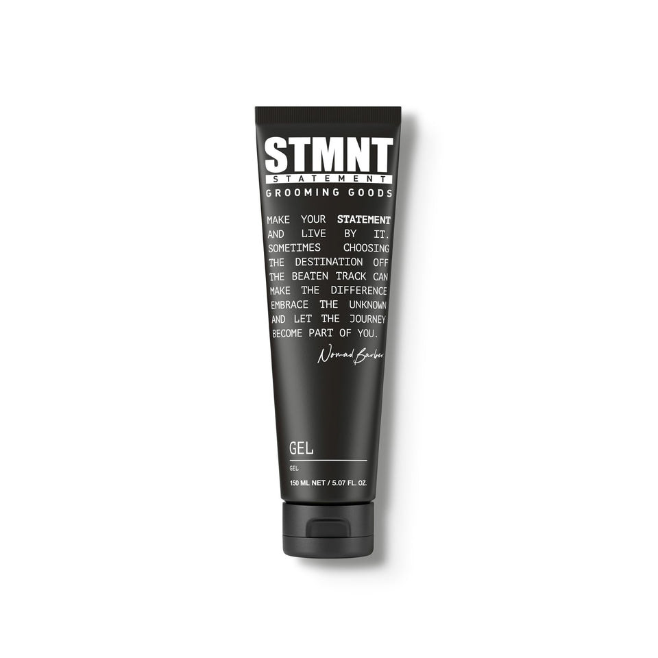 STMNT front packaging showing 5.07 oz gel and product name, clear brand presentation