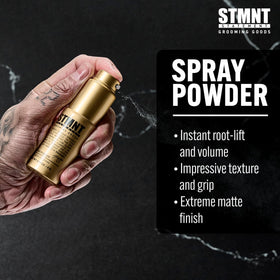 STMNT being sprayed at roots on dry hair to create lift and volume
