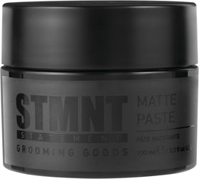 STMNT jar front view showing label and matte paste packaging benefit