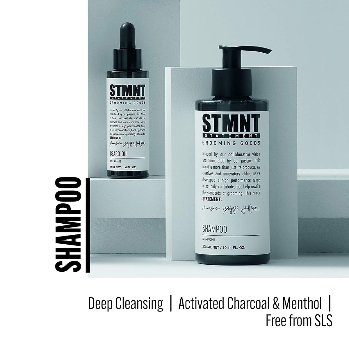 STMNT shampoo lather texture with bubbles illustrating effective cleansing