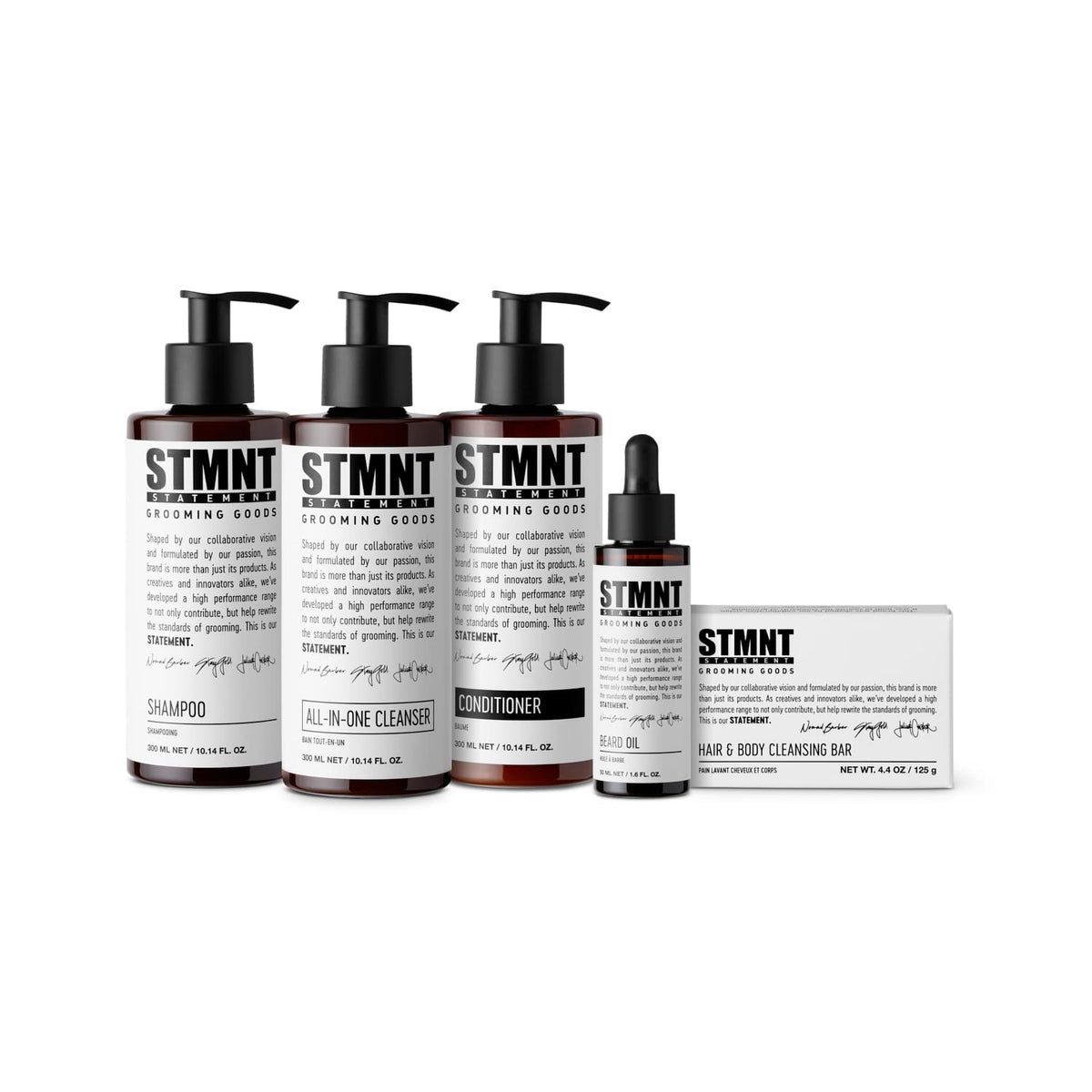 STMNT shampoo in shower scene showing cooling menthol refresh benefit