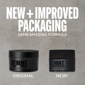STMNT shine paste in hand being applied to hair for controlled styling benefit