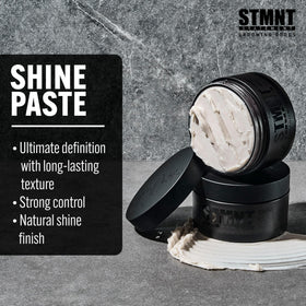 STMNT shine paste texture close-up highlighting creamy, non-greasy consistency