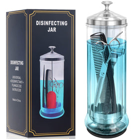STNFAREBI front view glass disinfectant jar shows clear storage and tidy look