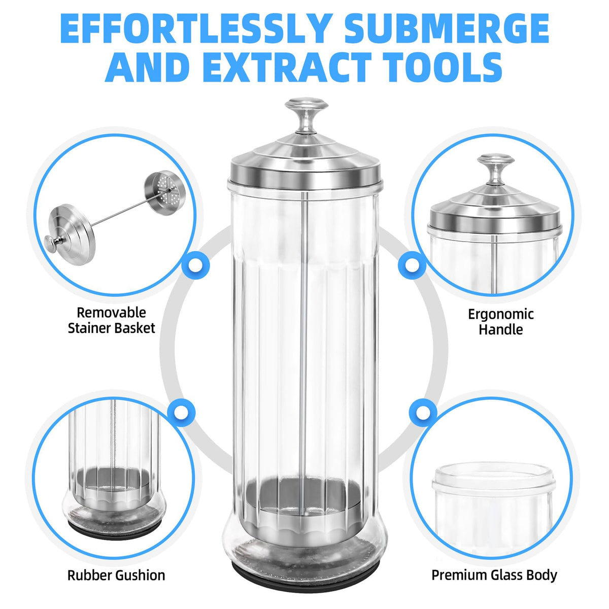 STNFAREBI removable basket holding immersed scissors for organized sterilizing