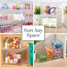 STORi Audrey set on a vanity with makeup organized for quick selection