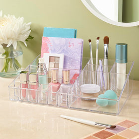 STORi filled with palettes and brushes showing organized beauty workflow
