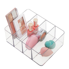 STORi front view clear organizer showing four compartments and neat storage benefit
